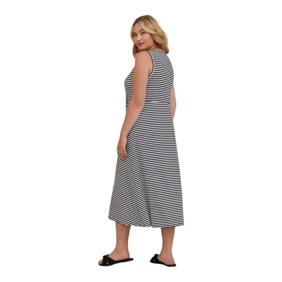 TORRID Black White Stripe Maxi Jersey Sleeveless Button Front Maxi Dress 1XL - Picture 3 of 5